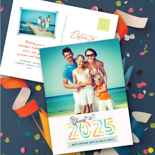 Cartão Postal De Festividades Anima-se com a Foto do Feliz ano novo 2025 Citrus