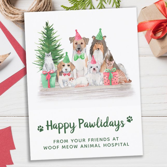 Cartão Postal De Festividades Animais Adoráveis Pet Business Dog Natal (Criador carregado)