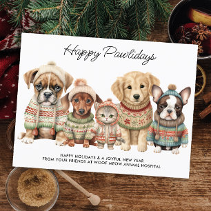 Cartão Postal De Festividades Animais de estimação de Natal, Cão Festivo, Cachor