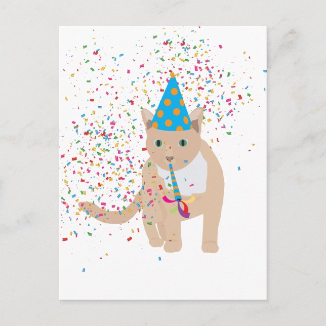 Cartão Postal De Festividades Animais de Gato Engraçados Fazendo Festa (Frente)