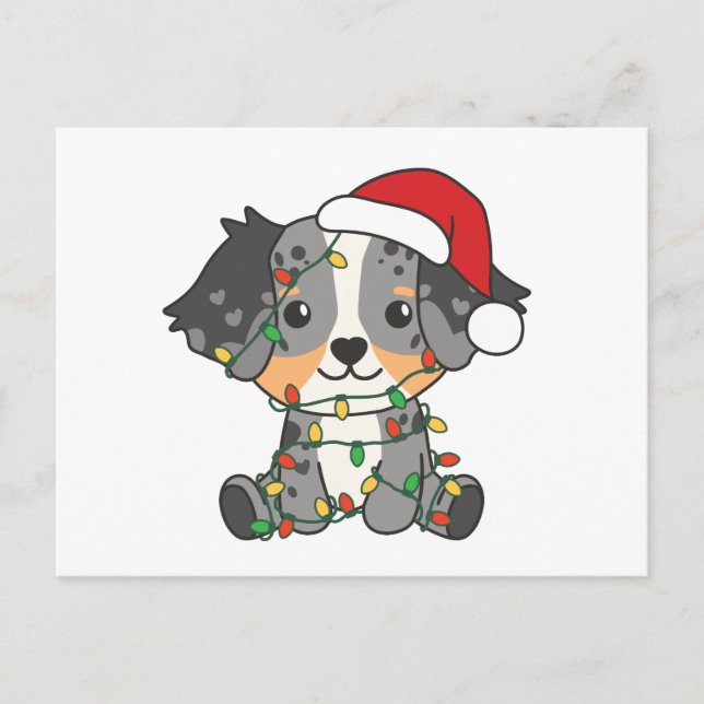 Cartão Postal De Festividades Animais de inverno de Shepherd australianos (Frente)