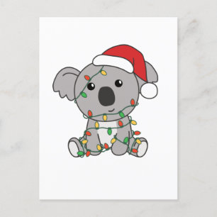Cartão Postal De Festividades Animais de Natal de Inverno Koalas