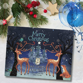 Cartão Postal De Festividades Animais Elegantes da Floresta Natal Postcard | Vea