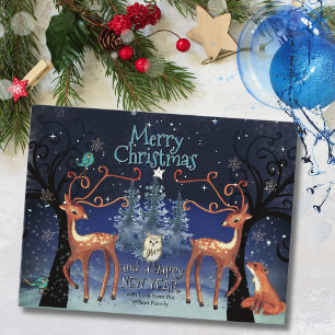 Cartão Postal De Festividades Animais Elegantes da Floresta Natal Postcard   Vea