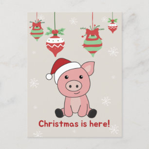 Cartão Postal De Festividades Animais Porcos Natal Alegre Postcard de Férias