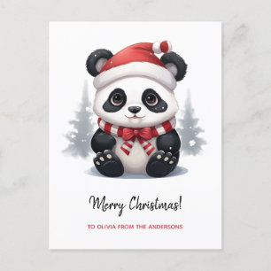 Cartão Postal De Festividades Anime Panda Bear Papais noeis Feliz Natal