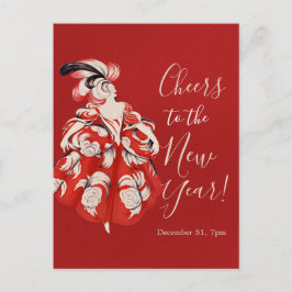 Cartão Postal De Festividades Anisette Red New Year's Eve Invitation Postcard