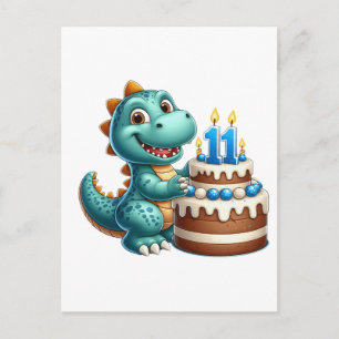 Cartão Postal De Festividades Aniversário de 11 anos do Dino