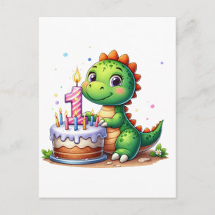 Cartão Postal De Festividades Aniversário de 1 ano do Dino