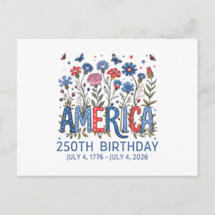Cartão Postal De Festividades Aniversário de 250 Anos da América Aniversário EUA