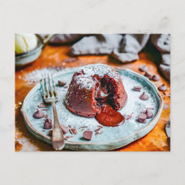 Cartão Postal De Festividades Aniversário do Bolo de Lava de Chocolate Saboroso