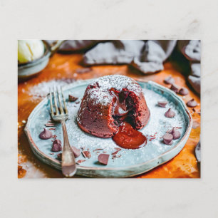 Cartão Postal De Festividades Aniversário do Bolo de Lava de Chocolate Saboroso