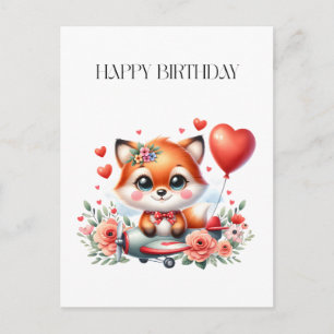 Cartão Postal De Festividades Aniversário do Piloto de Raposa Fofa