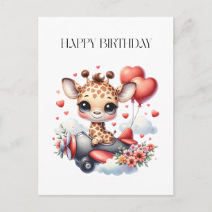 Cartão Postal De Festividades Aniversário do Piloto Girafa