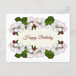 Cartão Postal De Festividades Aniversário feliz da Apple Blossom