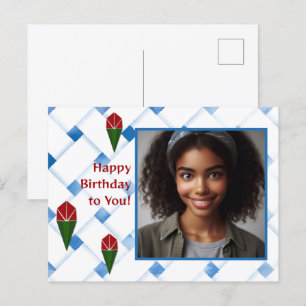 Cartão Postal De Festividades Aniversário Verde Azul Vermelho Rosa personalizado