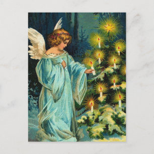 Cartão Postal De Festividades Anjo Árvore Natal