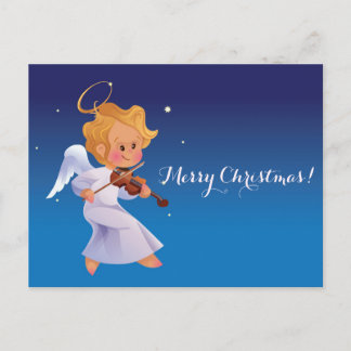 Cartão Postal De Festividades Anjo bonito que joga o violino