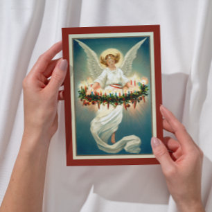 Cartão Postal De Festividades Anjo Cristão do Natal Vitoriano Retro Vintage