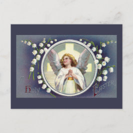 Cartão Postal De Festividades Anjo da páscoa do vintage e lírio do vale