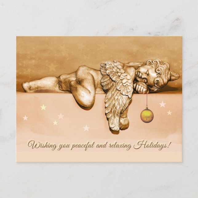 Cartão Postal De Festividades Anjo de Férias Dormindo (Frente)