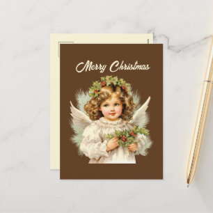 Cartão Postal De Festividades Anjo de Natal esfestivo
