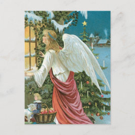 Cartão Postal De Festividades Anjo de Natal na Janela