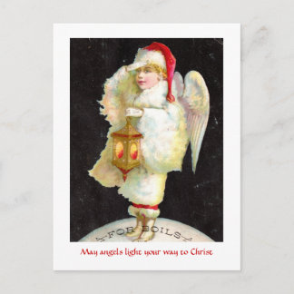 Cartão Postal De Festividades Anjo de Natal Vitoriano