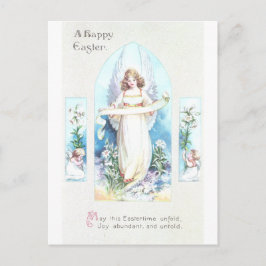 Cartão Postal De Festividades Anjo e páscoa do vintage da janela da igreja dos
