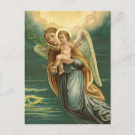 Cartão Postal De Festividades Anjo Guardião De Natal E Jesus Bebê