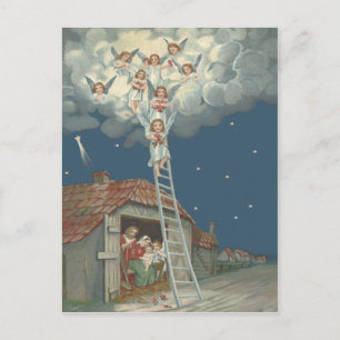 Cartão Postal De Festividades Anjo Manjedoura Natal Jesus Cristão