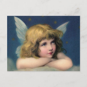 Cartão Postal De Festividades Anjo Vintage de Natal Adorável