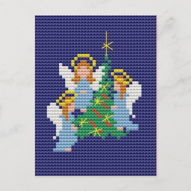 Cartão Postal De Festividades Anjos de Natal (Frente)