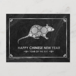 Cartão Postal De Festividades Ano da Corrida de Metal Branco 2020