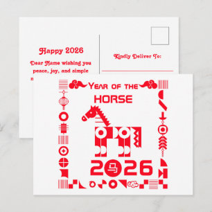 Cartão Postal De Festividades Ano do Cavalo 2026