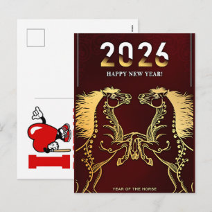 Cartão Postal De Festividades Ano do Cavalo de Fogo 2026