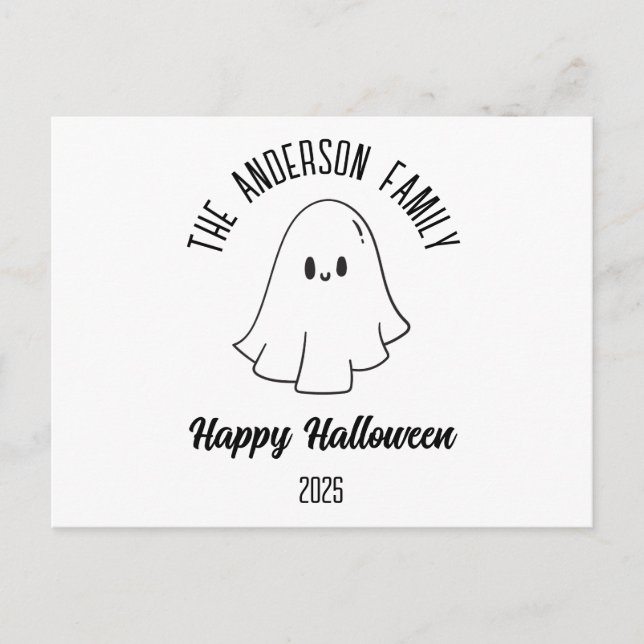 Cartão Postal De Festividades Ano do Nome Personalizado Fantasma do Fantasma do  (Frente)