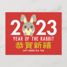 Cartão Postal De Festividades Ano do Rabbit Chinês Lunar Ano Novo 2023