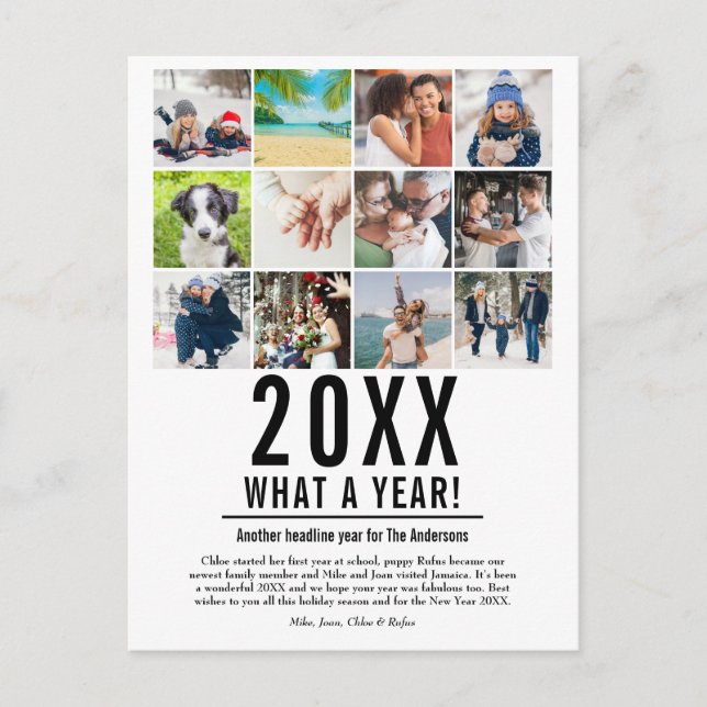 Cartão Postal De Festividades Ano em Revisão 12 Colagem Fotográfica Natal Modern (Frente)