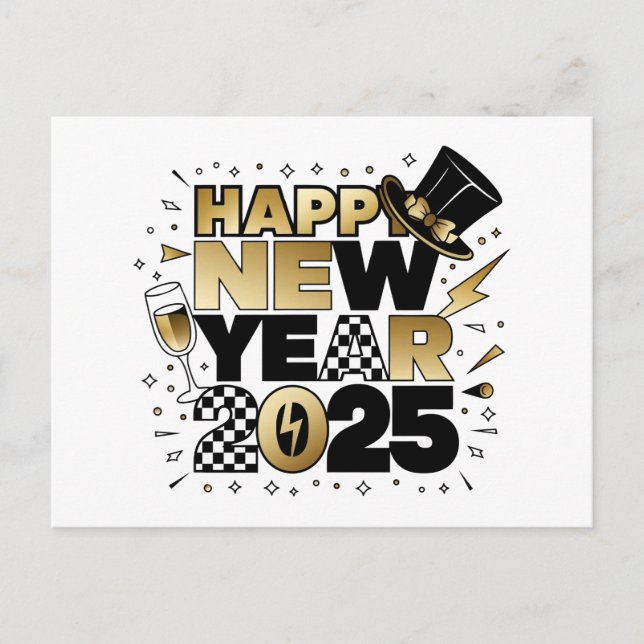 Cartão Postal De Festividades Ano Novo 2025 (Frente)