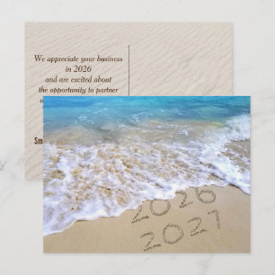 Cartão Postal De Festividades Ano Novo 2026 Praia de Negócios