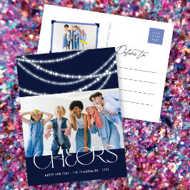 Cartão Postal De Festividades Ano Novo Cheios de Luz Espumante Foto Na moda