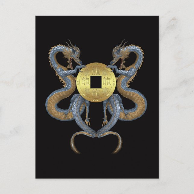 Cartão Postal De Festividades Ano Novo Chinês - Ano Do Dragão (Frente)