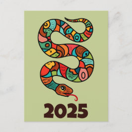 Cartão Postal De Festividades Ano Novo Chinês Da Madeira Cobra 2025