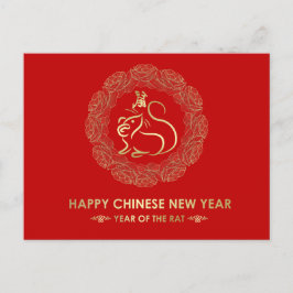 Cartão Postal De Festividades Ano Novo Chinês do Rat-Peony
