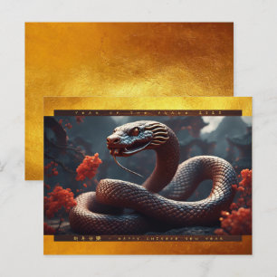 Cartão Postal De Festividades Ano Novo Chinês do Serpente 2025 Madeira HPc