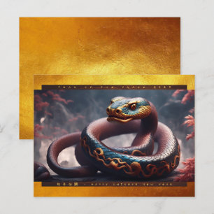 Cartão Postal De Festividades Ano Novo Chinês do Serpente 2025 Madeira HPc2