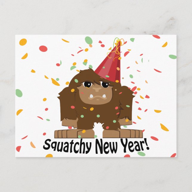 Cartão Postal De Festividades Ano novo de Squatchy (Frente)