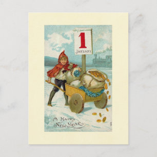 Cartão Postal De Festividades Ano Novo e rico