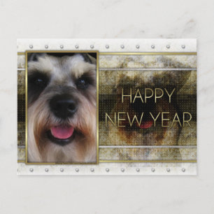 Cartão Postal De Festividades Ano Novo - Elegância do Ouro - Schnauzer